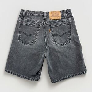 Vintage 90's Levi's 550 Orange Tab Black Jean Shorts Size 30 Made In USA 28x8